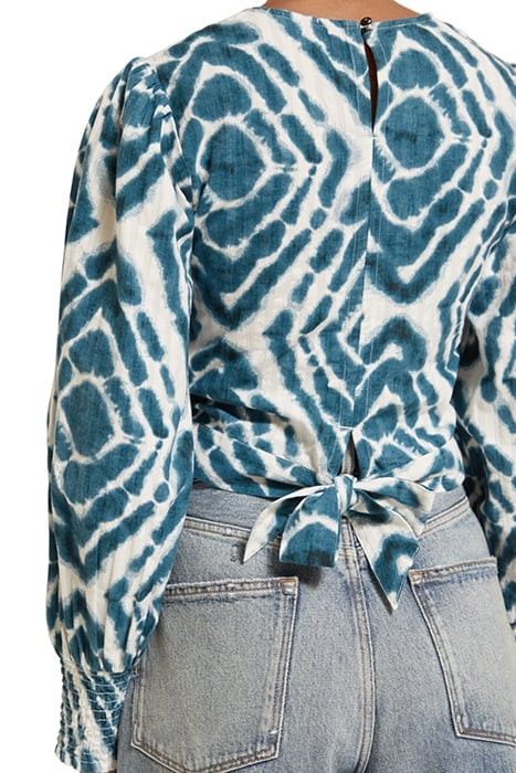 SMOCKED TOP WITH BOW BACK DISCO TIE DYE BOTTLE GREEN 6