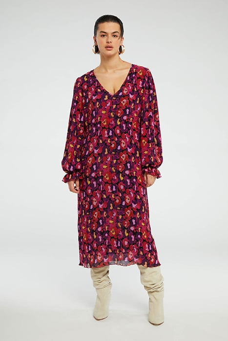 PAULINE LS DRESS SUNSET ORANGE/BLACK 1