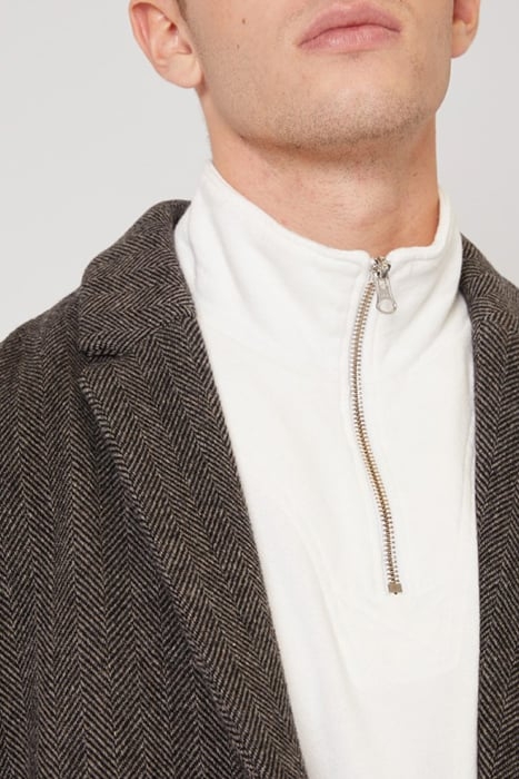 LONG SLEEVES BUTTONED COAT CHEVRON NAVY GRIS 5