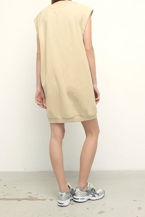 ROUND COLLAR SLEEVELESS SHORT DRESS LATTE VINTAGE 2