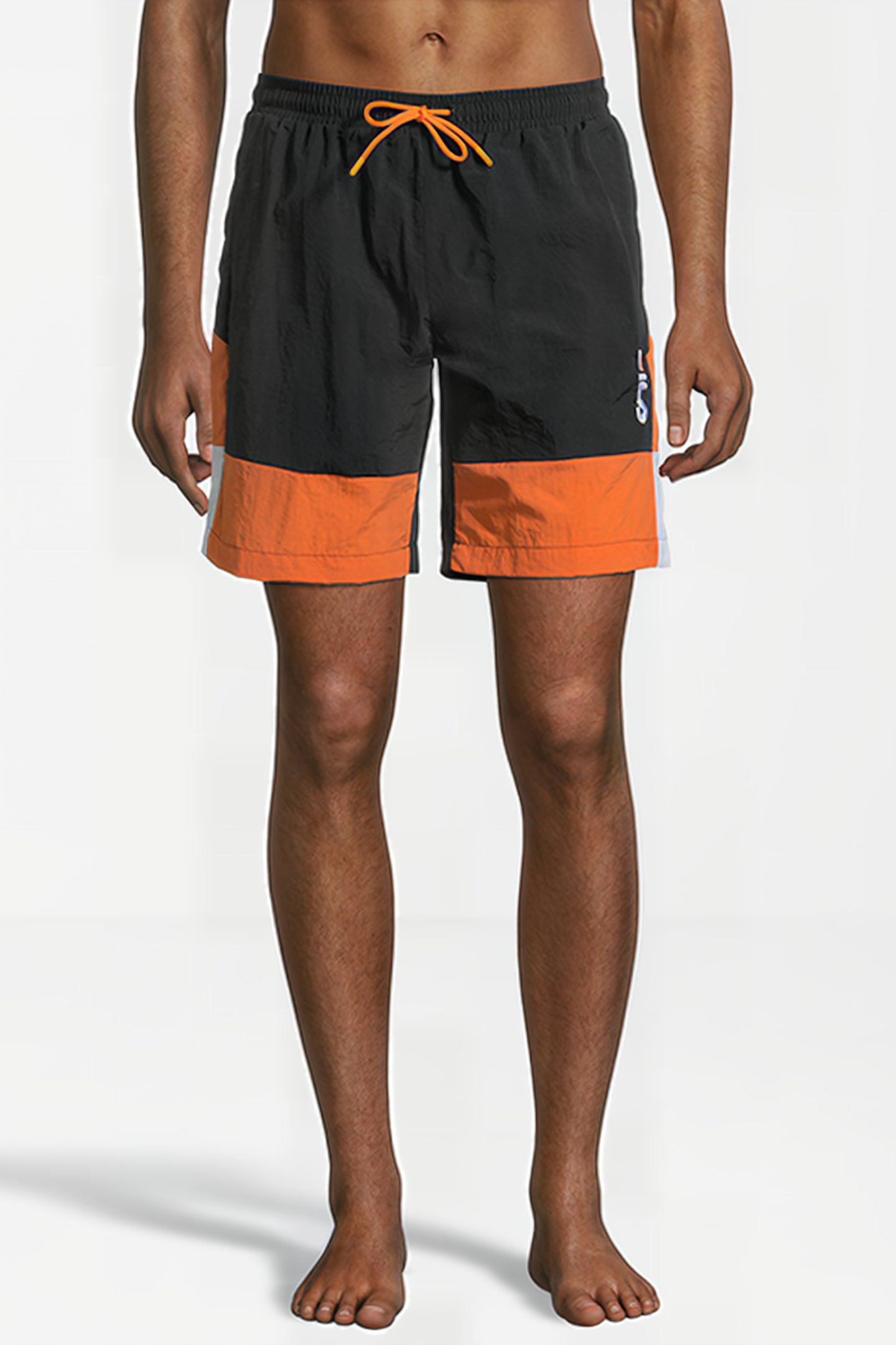 SCIACCA SWIM SHORTS BLACK-CELOSIA ORANGE-BRIGHT WHITE 1