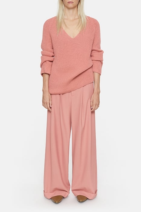 V NECK LONG SLEEVE KNITS ROSE DUST 3