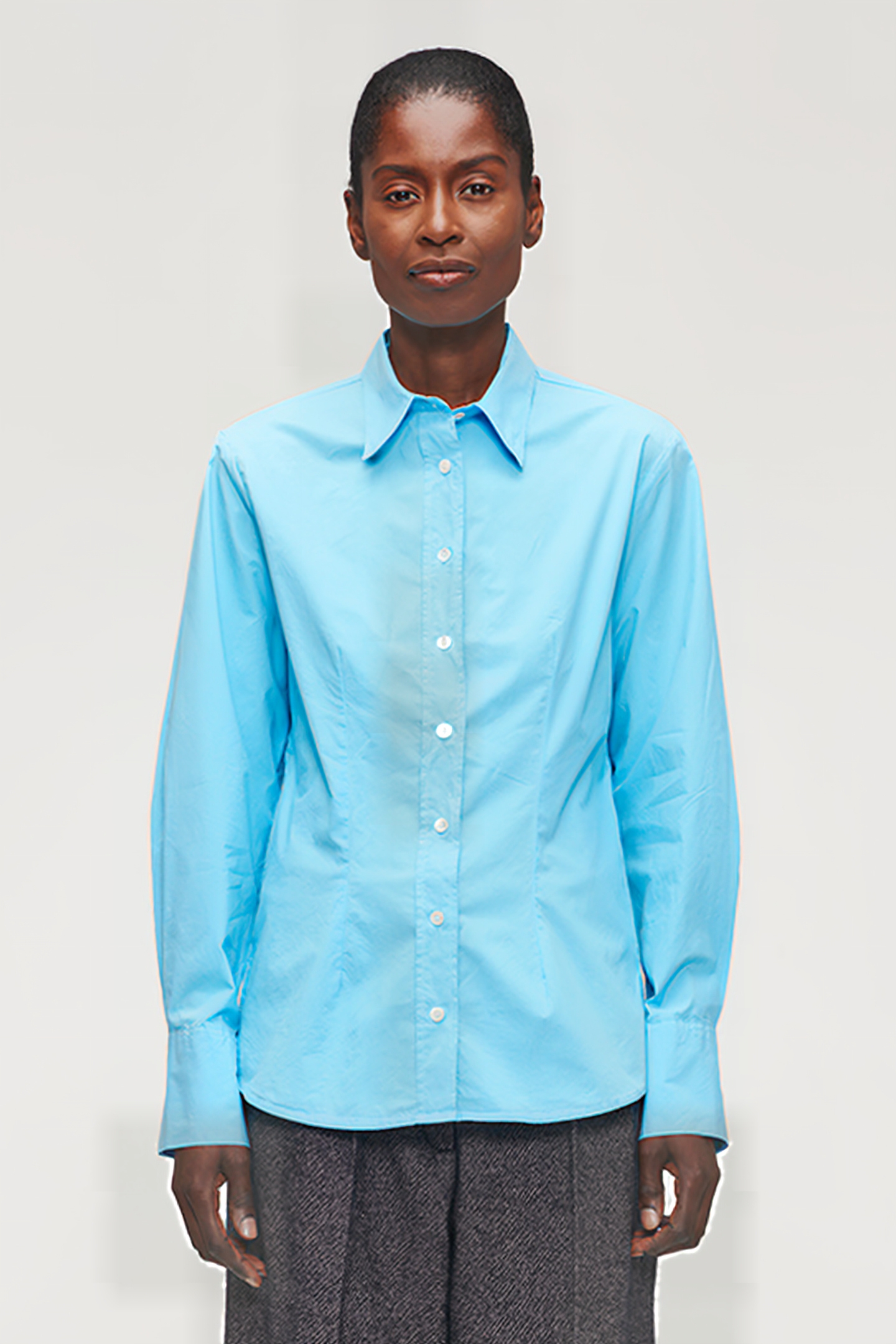 ORG COTTON FITTED SHIRT SKY BLUE 1