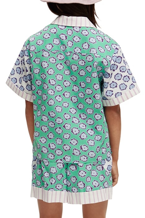 GIRLS MIXED PRINT SHORT-SLEEVED SHIRT POPPY FIELD PATCHWORK 2