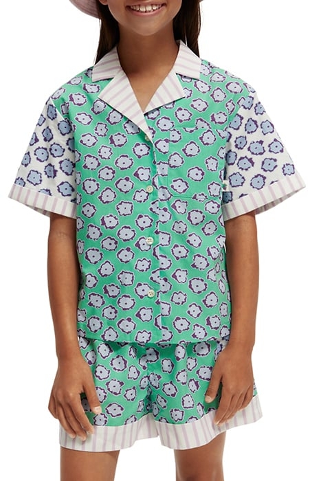 GIRLS MIXED PRINT SHORT-SLEEVED SHIRT POPPY FIELD PATCHWORK 1