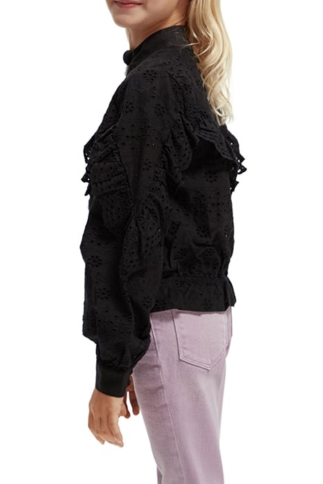 GIRLS BRODERIE ANGLAISE JACKET BLACK 6