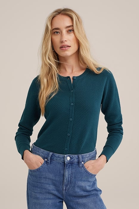 KNITTED CARDIGAN PETROL 1