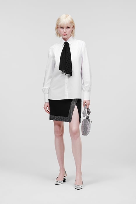 BIB SHIRT W/ MONOGRAM NECKTIE WHITE 2