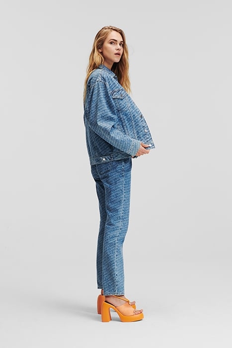 DIAGONAL AOP DENIM JACKET MID BLUE 6