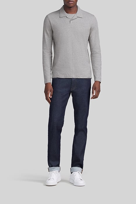 GREY UPCYCLED POLO SHIRT WITH TROMPE-L'OEIL COLLAR 3