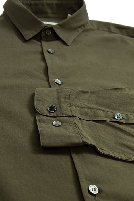 KHAKI ORGANIC COTTON VOILE SLIM SHIRT 3