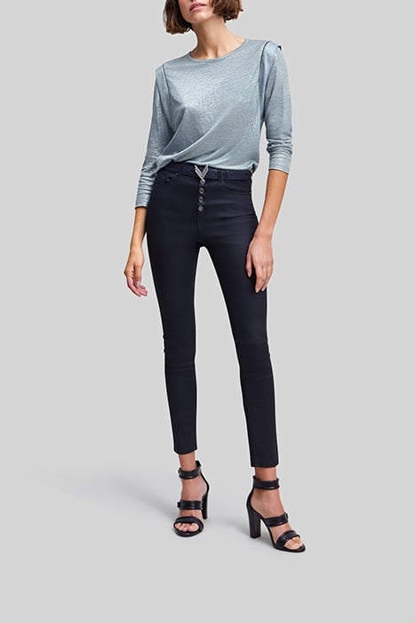 STORM BLUE LINEN FOIL MICROBEADED T-SHIRT 3