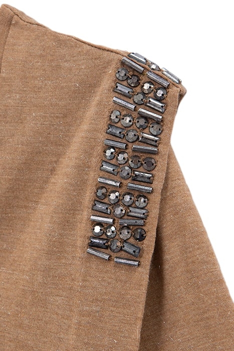 CAMEL LUREX T-SHIRT WITH BEADED SHOULDERS 7