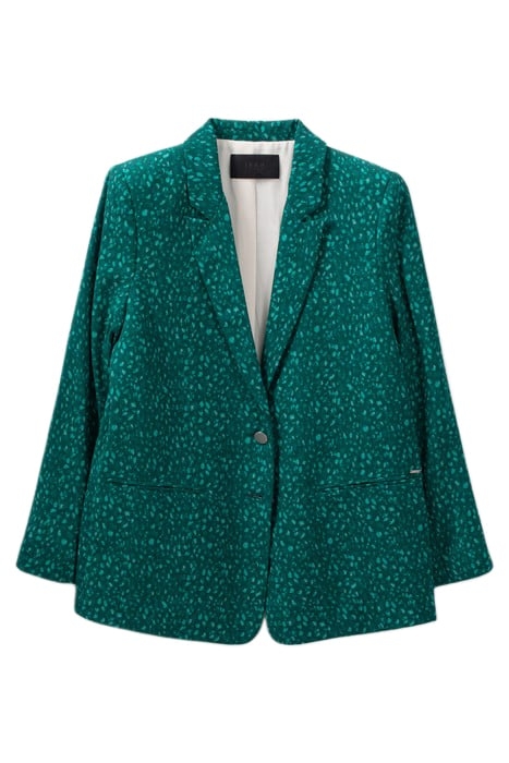EMERALD RECYCLED SUIT JACKET WITH PEACOCK PRINT 4