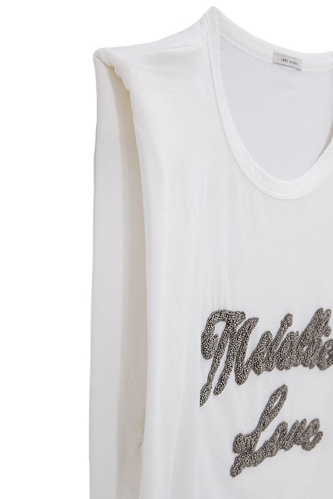 OFF-WHITE T-SHIRT WITH BEADED SLOGAN 7