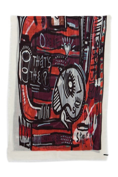 OFF-WHITE SCARF WITH MULTICOLOURED ARTY ROCK MOTIF 4