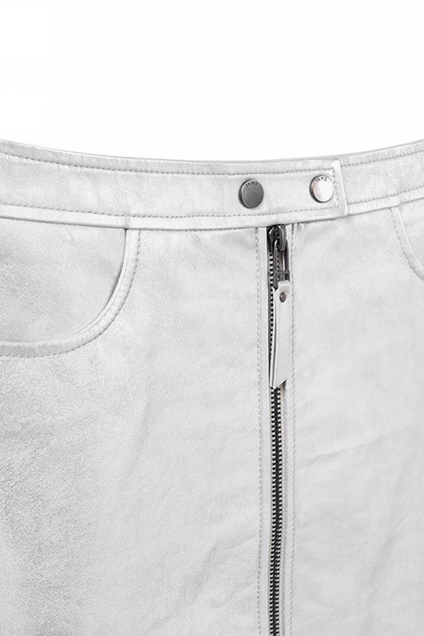 SILVER LEATHER ZIPPED SHORT SKIRT 7