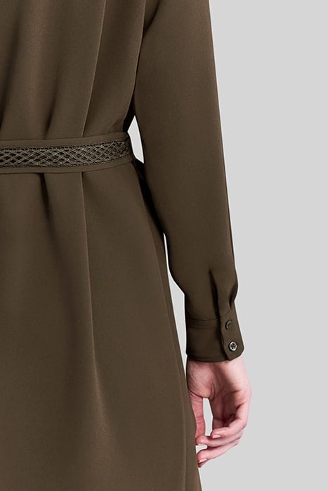 KHAKI RECYCLED DRESS WITH TONE-ON-TONE LACE PANEL 7