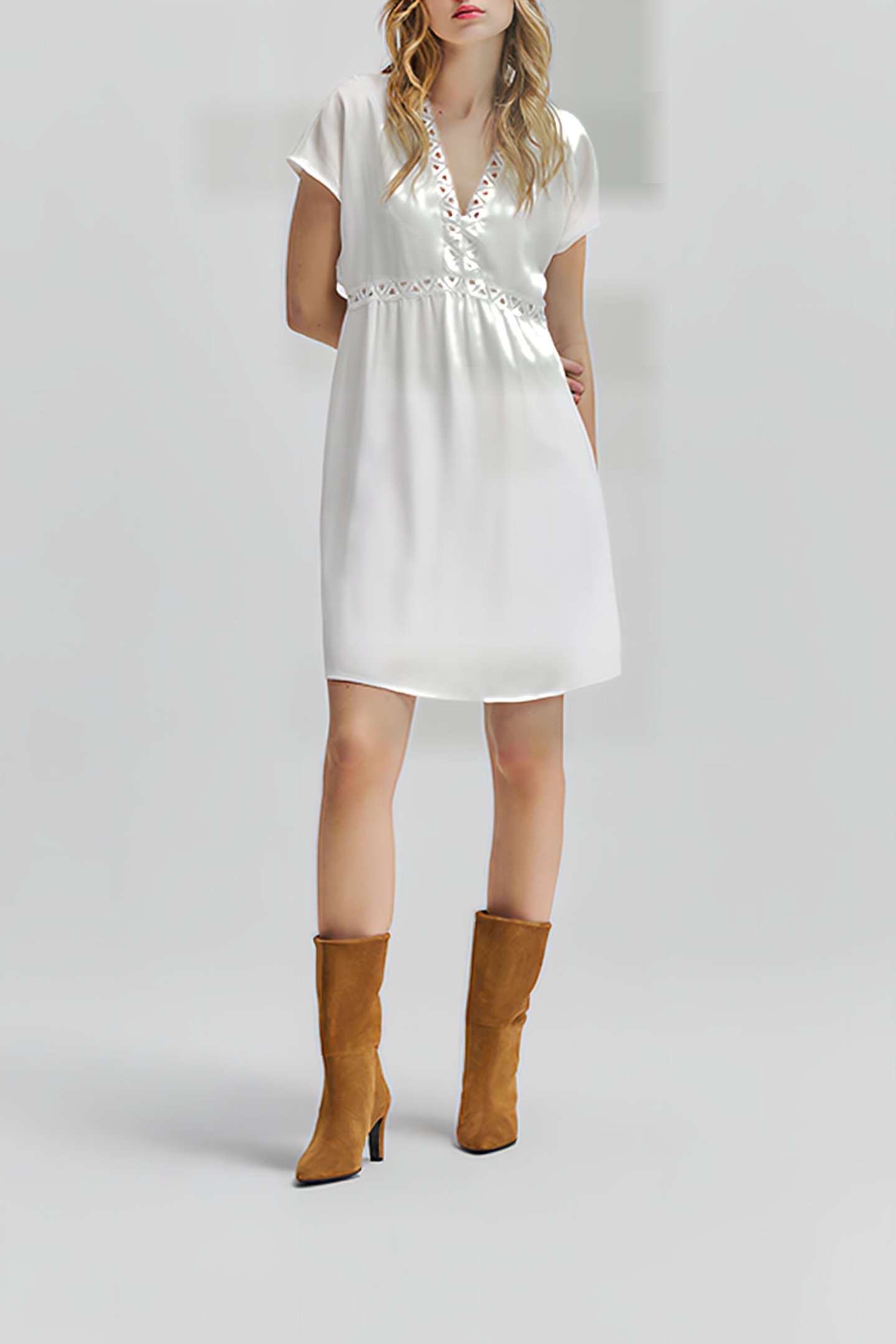 OFF-WHITE RECYCLED DRESS WITH LACE BRAID 3