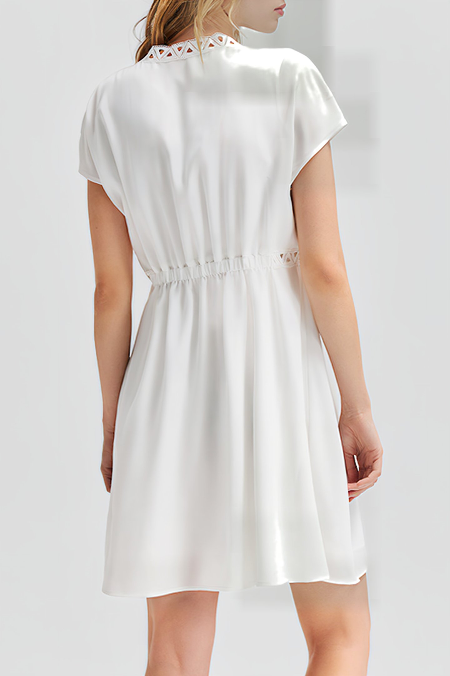 OFF-WHITE RECYCLED DRESS WITH LACE BRAID 2