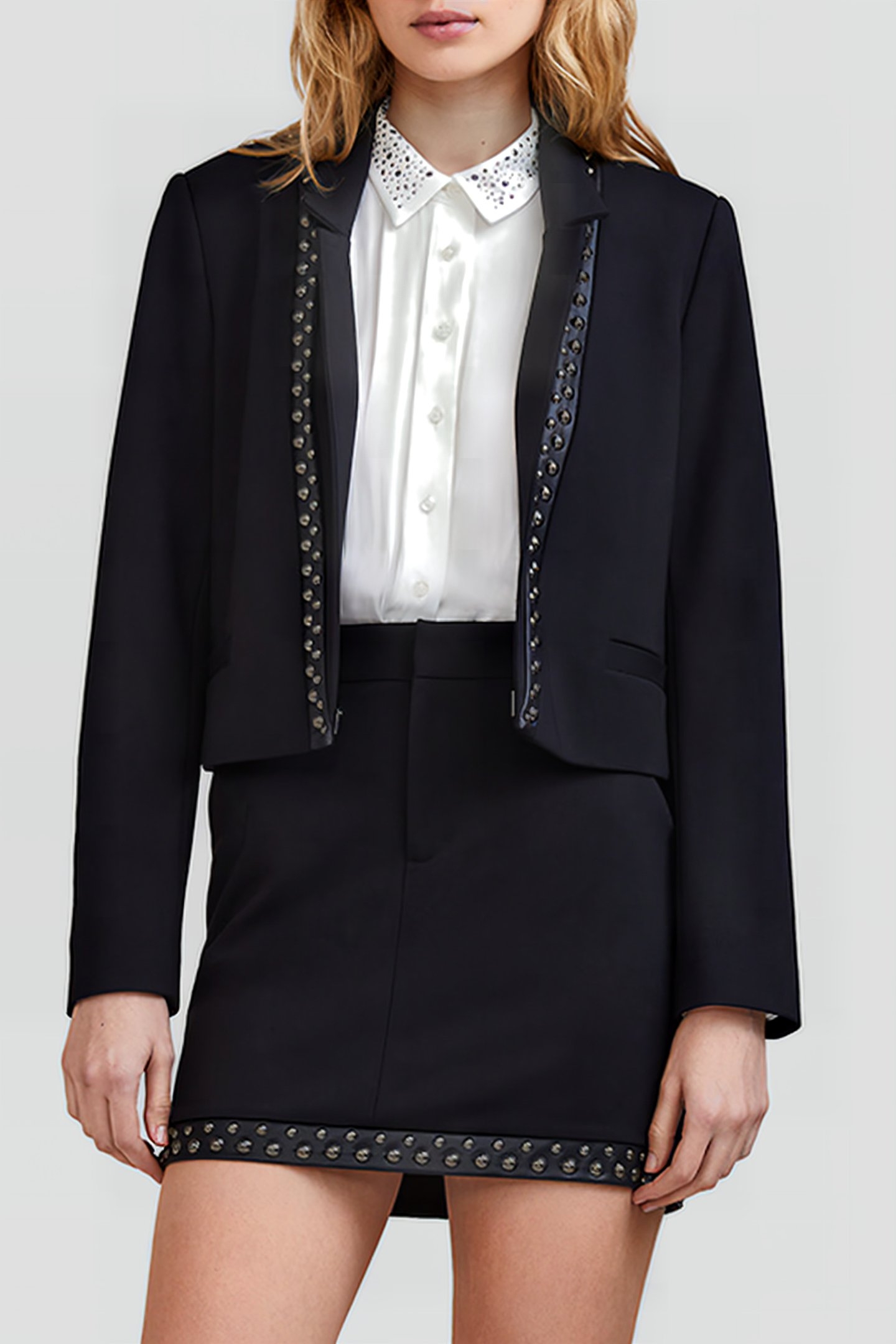 BLACK STUDDED SHORT SUIT JACKET 1
