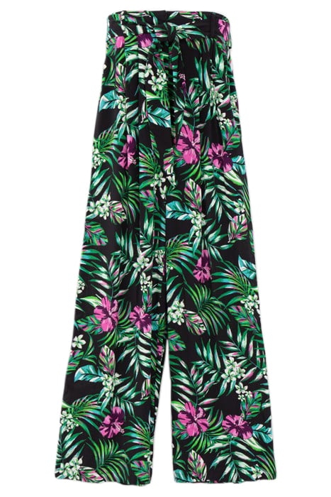 BLACK LENZING™ ECOVERO™ TROPICAL WIDE-LEG TROUSERS 4