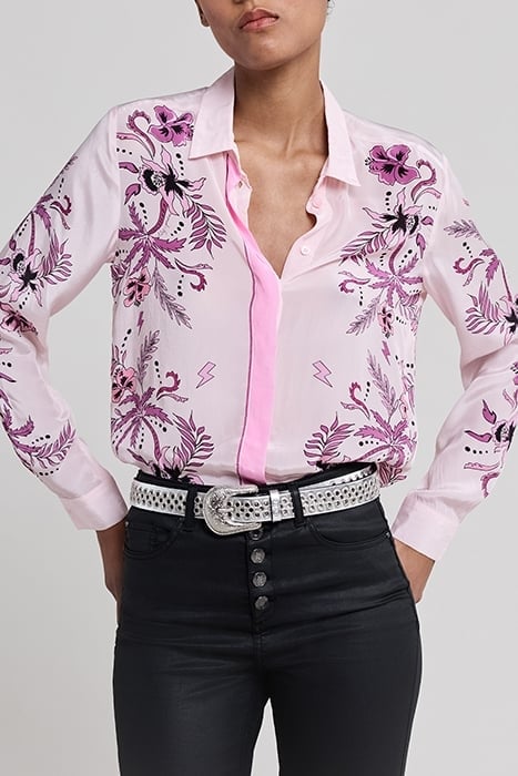 PINK SHIRT WITH FLOWER & PALM-TREE PRINT 4