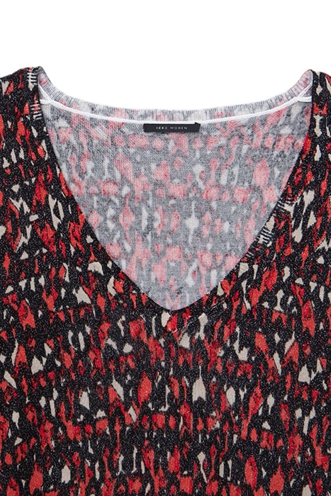 BLACK FINE KNIT SWEATER WITH IKAT PRINT 6