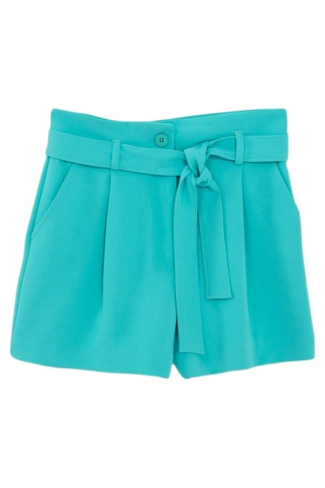 AZURE BLUE BELTED HIGH-WAIST SHORTS 4