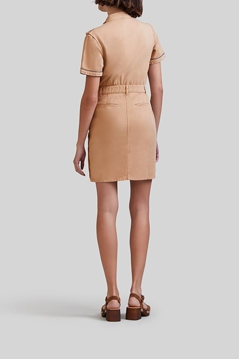 CAMEL DENIM DRESS, PRETTY BRAID, SIDE PRESS STUDS 3