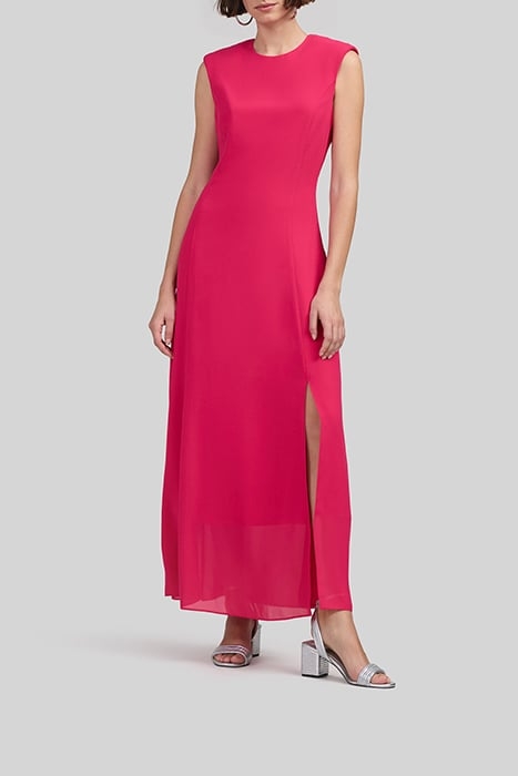 HOT PINK RECYCLED LONG DRESS WITH EPAULETS 1