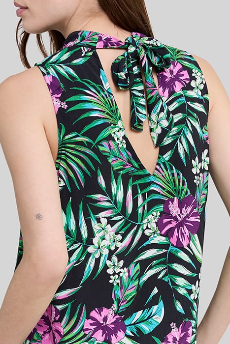 BLACK LENZING™ ECOVERO™ TROPICAL PRINT TIED TOP 7