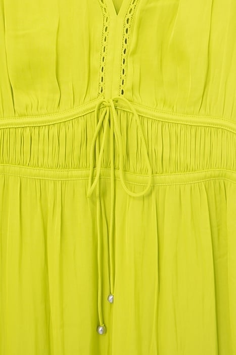 LIME GREEN CREASED DRESS WITH BUTTERFLY SLEEVES 7
