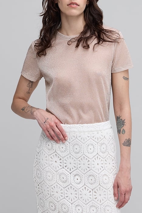 NUDE LUREX T-SHIRT WITH ANIMAL PRINT 1