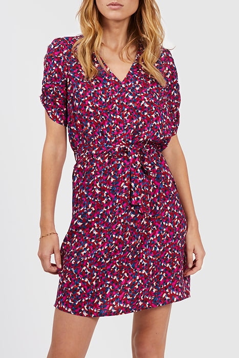 DARK RED TACHIST PRINT DRESS 1