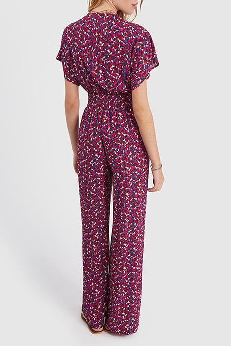 DARK RED TACHIST PRINT JUMPSUIT 2