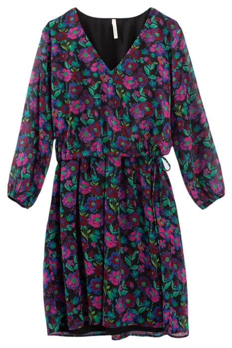 RASPBERRY DRESS WITH FLORAL COLOURED PRINT 4