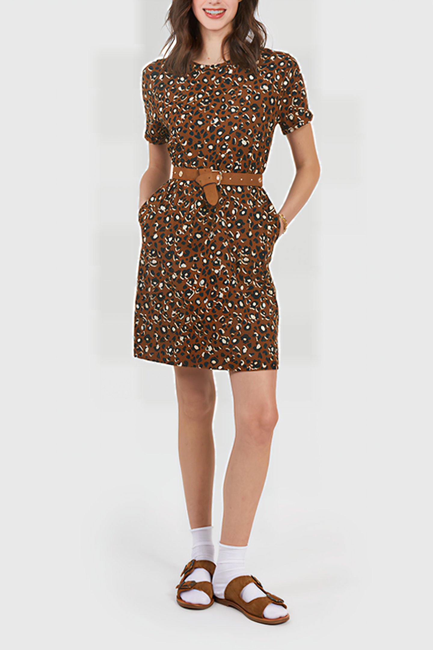 CAMEL LEOPARD PRINT DRESS 1