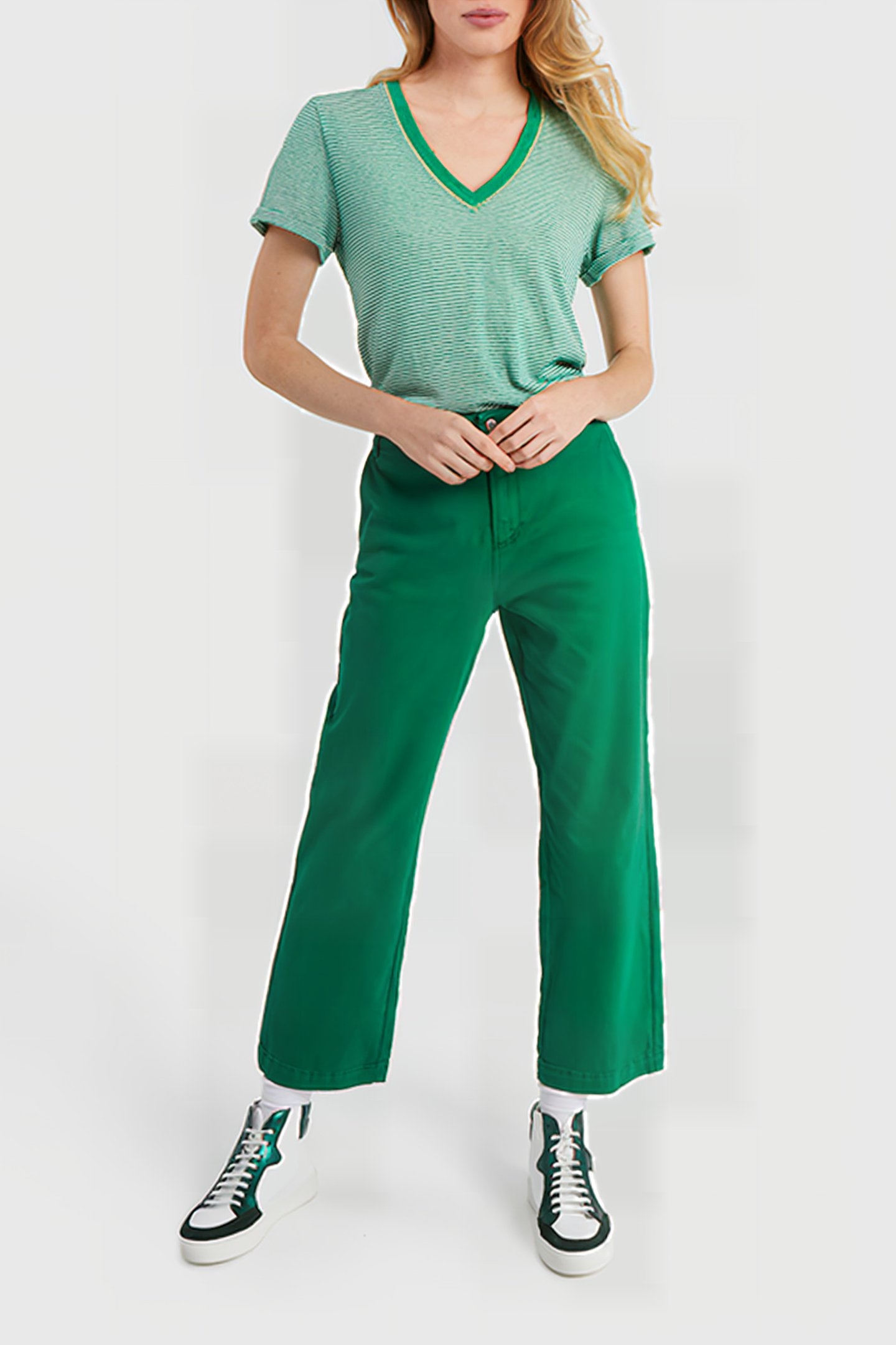 MEADOW GREEN FLARED JEANS 5