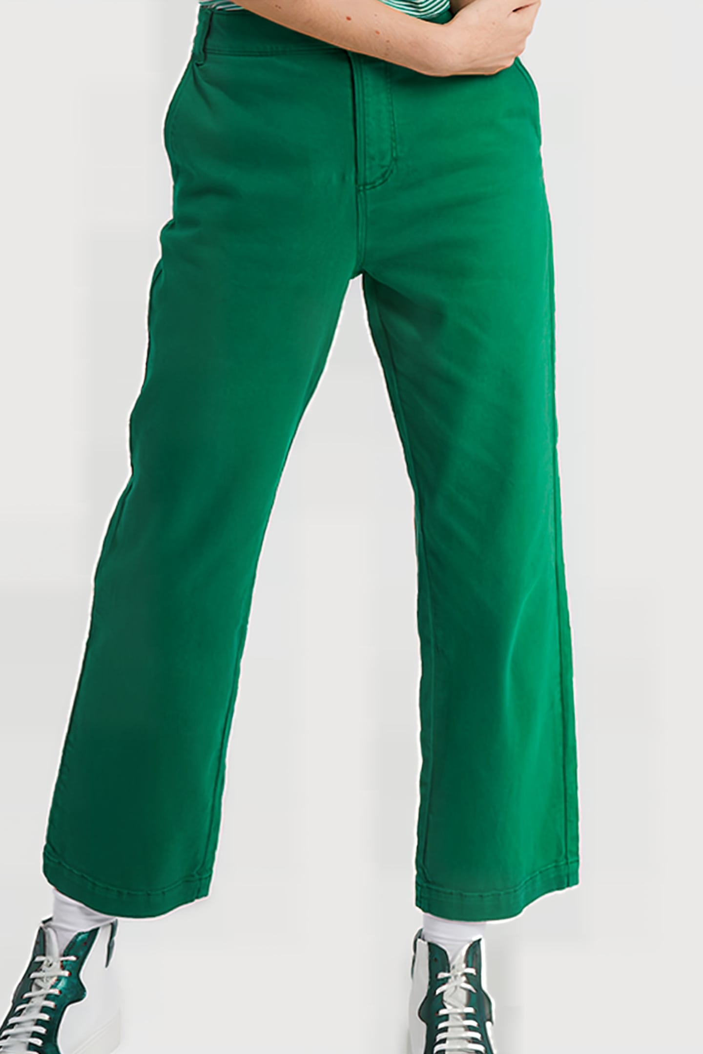 MEADOW GREEN FLARED JEANS 1