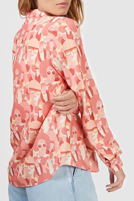 CRIMSON RED SHIRT WITH WOMEN PRINT 2