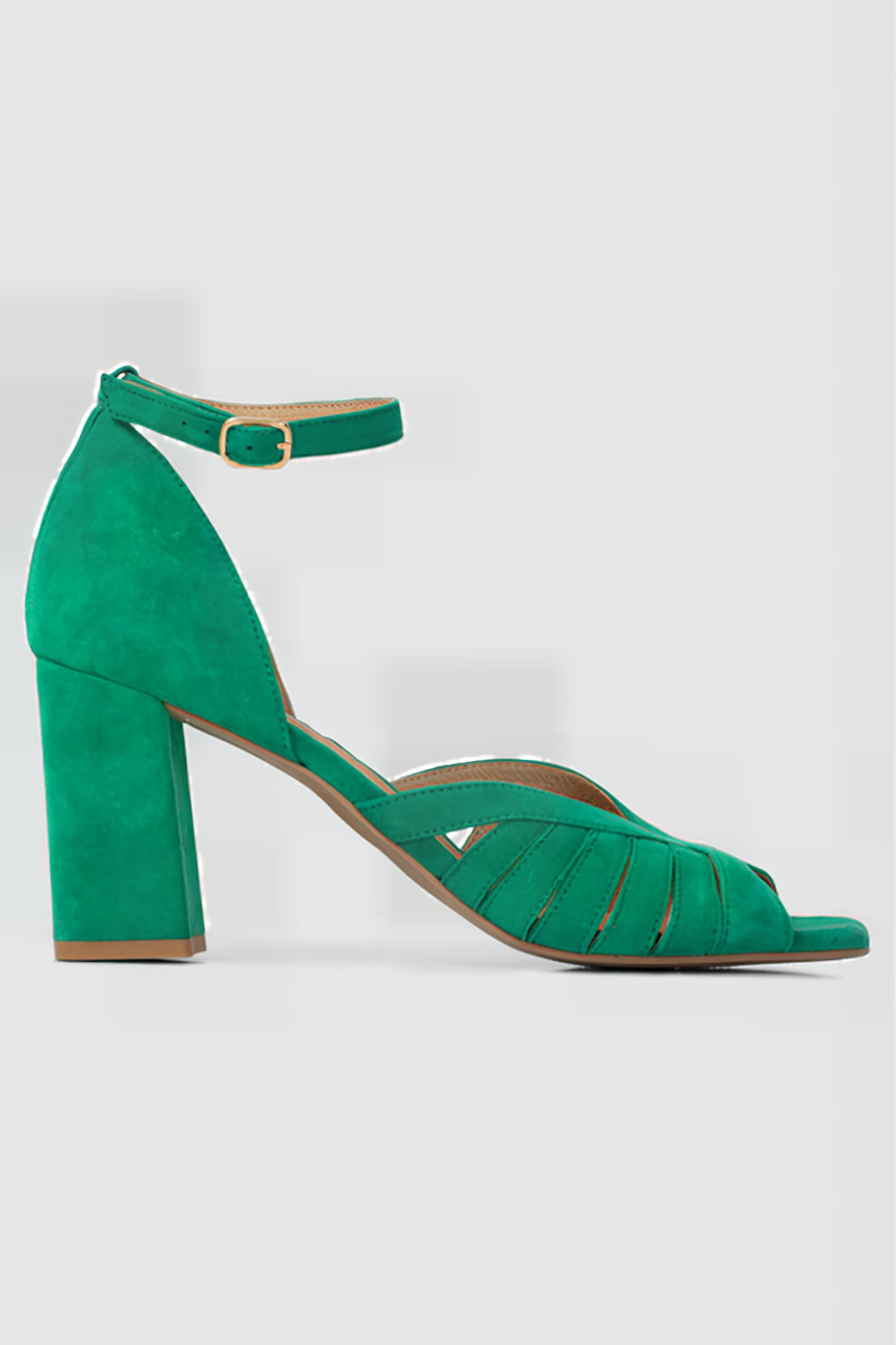 MEADOW GREEN SUEDE HEELED SANDALS 1