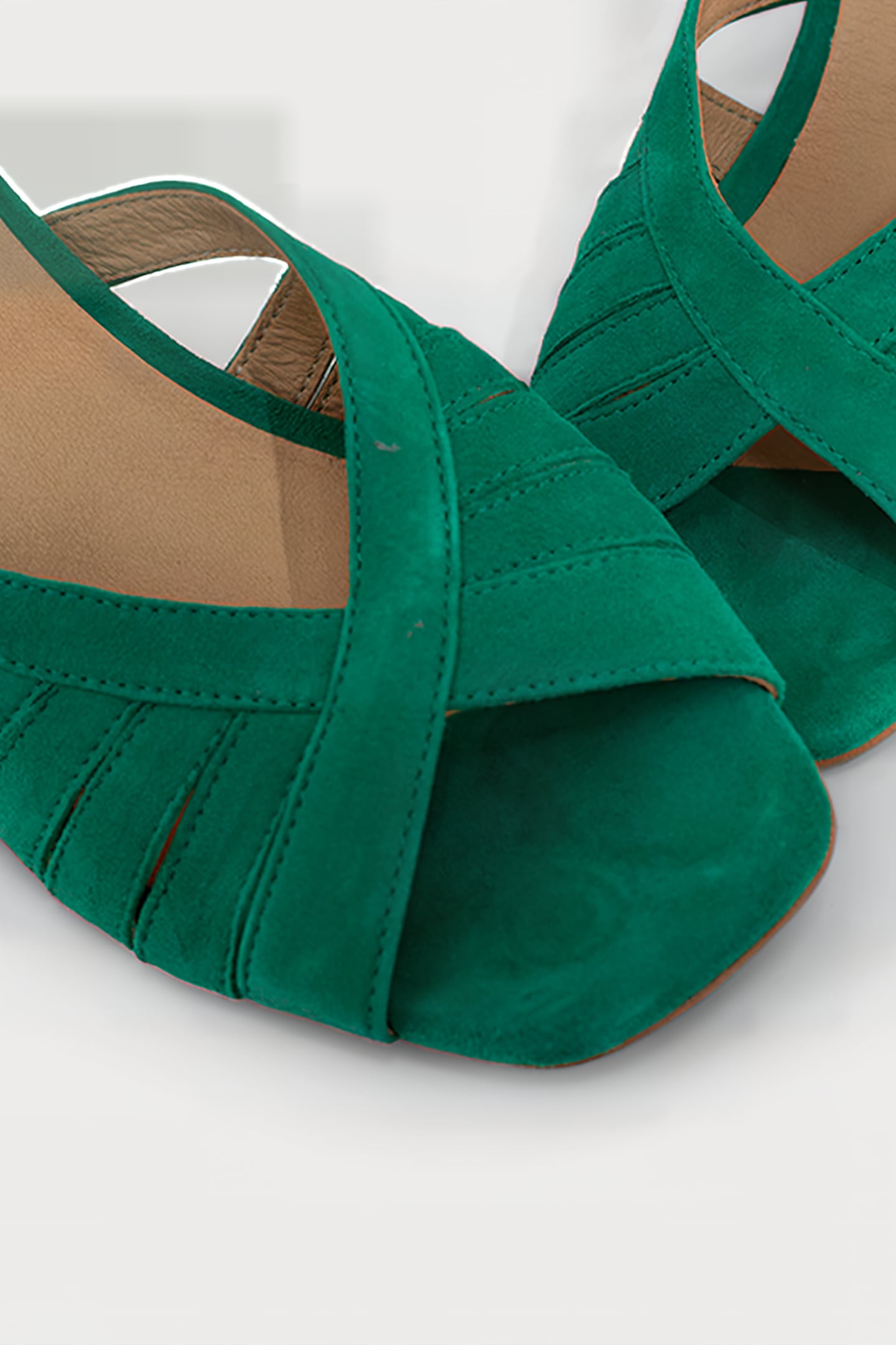 MEADOW GREEN SUEDE HEELED SANDALS 6