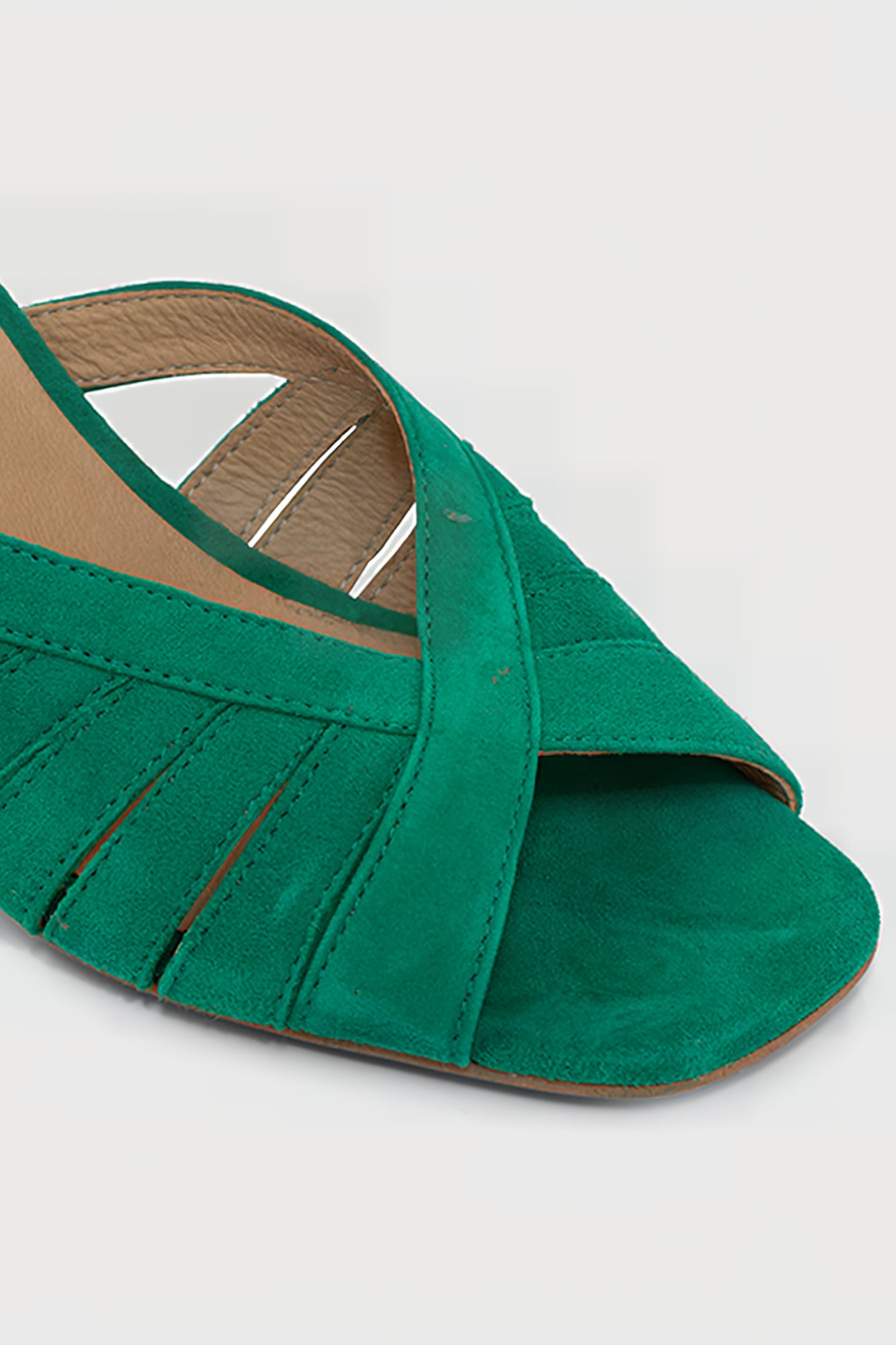 MEADOW GREEN SUEDE HEELED SANDALS 7