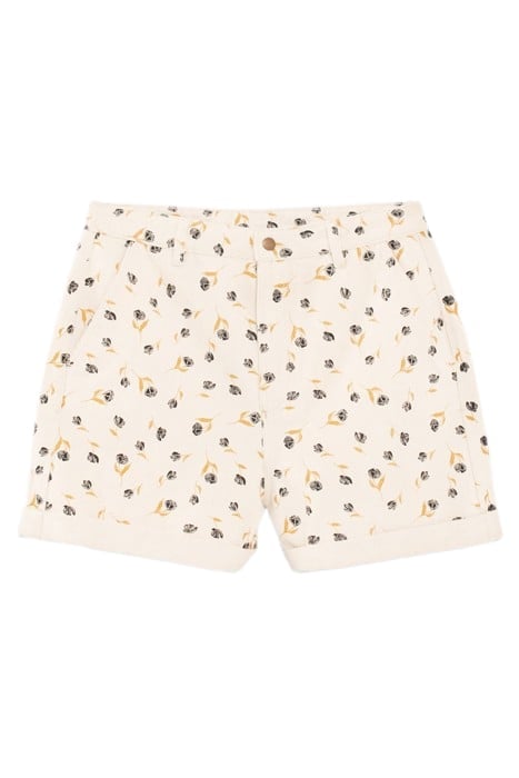 ECRU DENIM SHORTS WITH ROCK MINI-FLOWER PRINT 3
