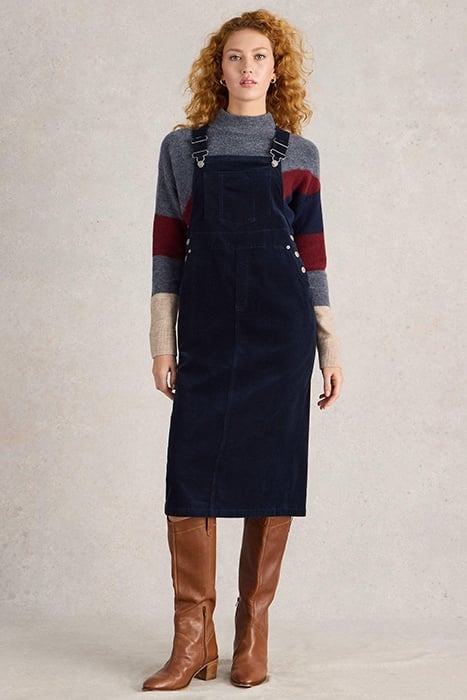 EMMIE ORGANIC CORD MIDI PINNY DARK NAVY 1