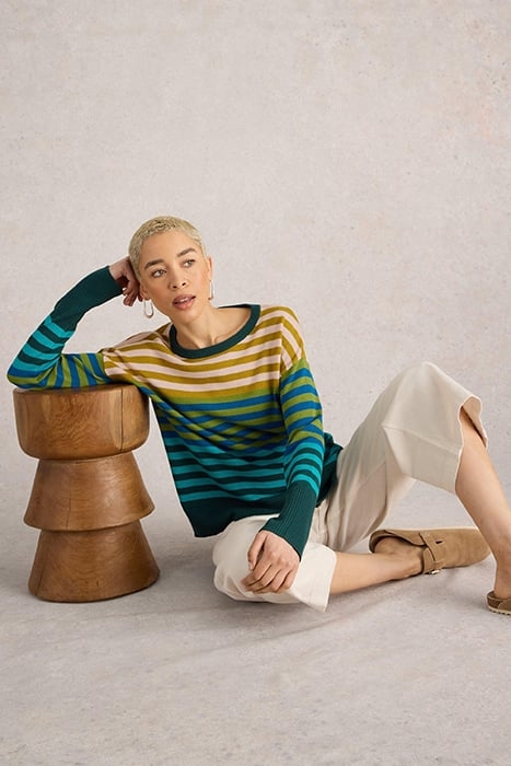 OLIVE STRIPE JUMPER GREEN MULTI 4