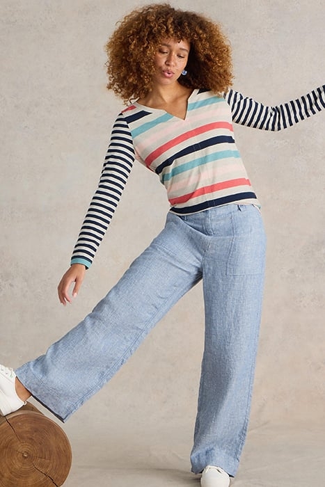 NELLY STRIPE LS TEE NATURAL MULTI 4