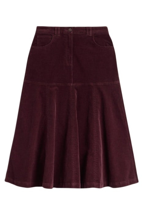 QUINN ORGANIC CORD SKIRT DARK PLUM 3