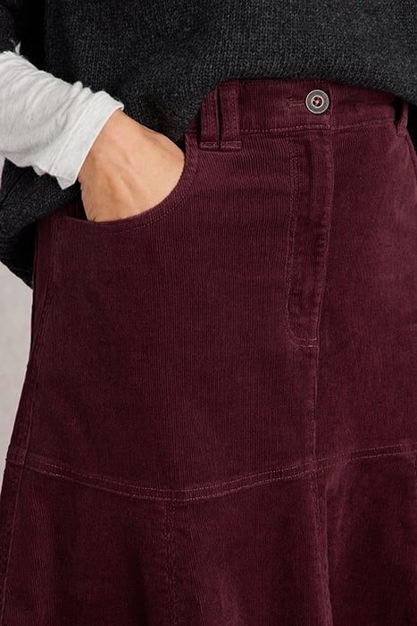 QUINN ORGANIC CORD SKIRT DARK PLUM 5
